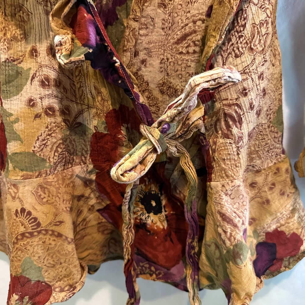 Chaps Multicolor Floral Ruffle Blouse - Picture 3 of 15